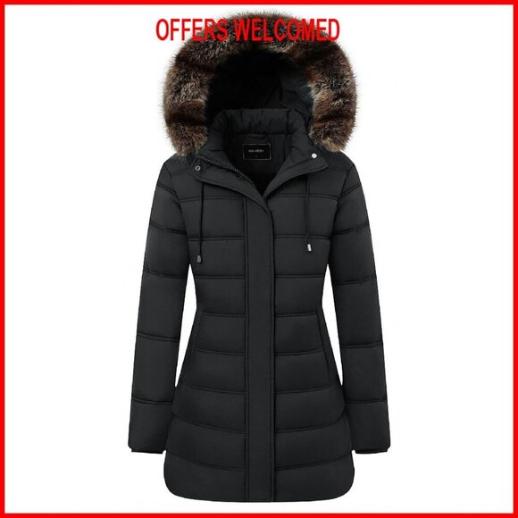Jackets & Blazers - Women's Waterproof Puffer Jacket with Detachable Hood Winter Coat